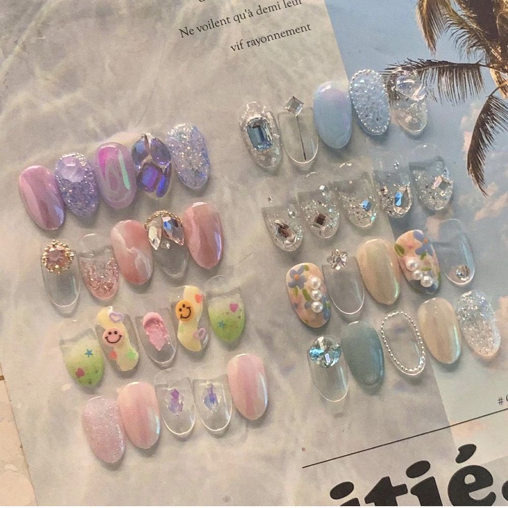 Mxbeauty Rantai Bola Baja Berlian Imitasi 3d 40cm Multiwarna Aksesoris Nail Art / Manicure Wanita Diy