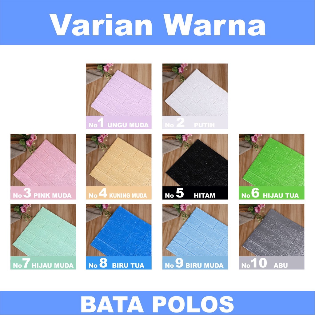 𝗘𝗕𝗦 ✅ COD PA047 Wallpaper Dinding Foam 3D Motif Batu Bata Batik Gambar Anak Dekorasi Sticker Murah Import