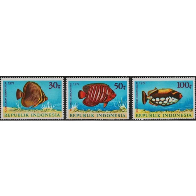 

Perangko Filateli F42 Indonesia MNH 3v 04.12.1972 Seafishes