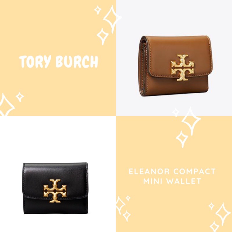 TORY BURCH ELEANOR COMPACT MINI WALLET - BROWN / BLACK / MAROON