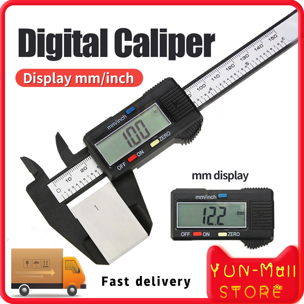 【COD+Dalam stok+Pengiriman Cepat】Digital Caliper Meter Jangka No Digital 0-150MM Jangka Caliper Sorong Sigmat Digital LCD Screen/Jangka Sorong Sketmat Digital Vernier Caliper Murah Carbon Digital Vernier Kaliper