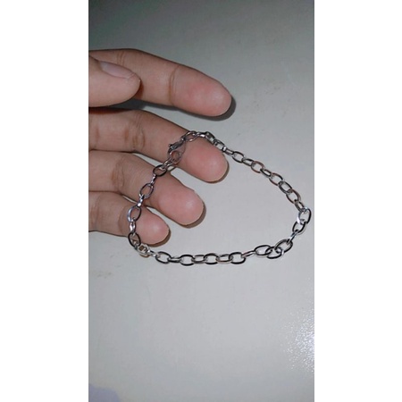 GELANG RANTAI TITANIUM TERBARU PRIA WANITA ANTI KARAT DAN TIDAK LUNTUR STAINLEES STEEL BAJA PUTIH