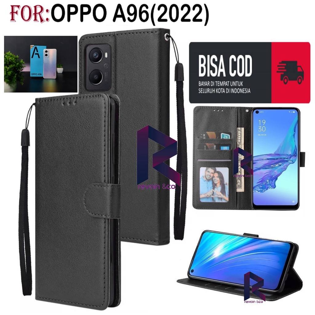 NEW OPPO A96 2022 FLIP WALLET LEATHER KULIT PREMIUM SARUNG BUKA TUTUP FLIP CASE OPPO A96 TERBARU