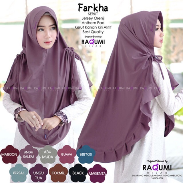 (TERBARU ) FARKHA SERUT HIJAB INSTAN | JILBAB INSTAN | KHIMAR INSTAN ORIGINAL BY RAQUMI