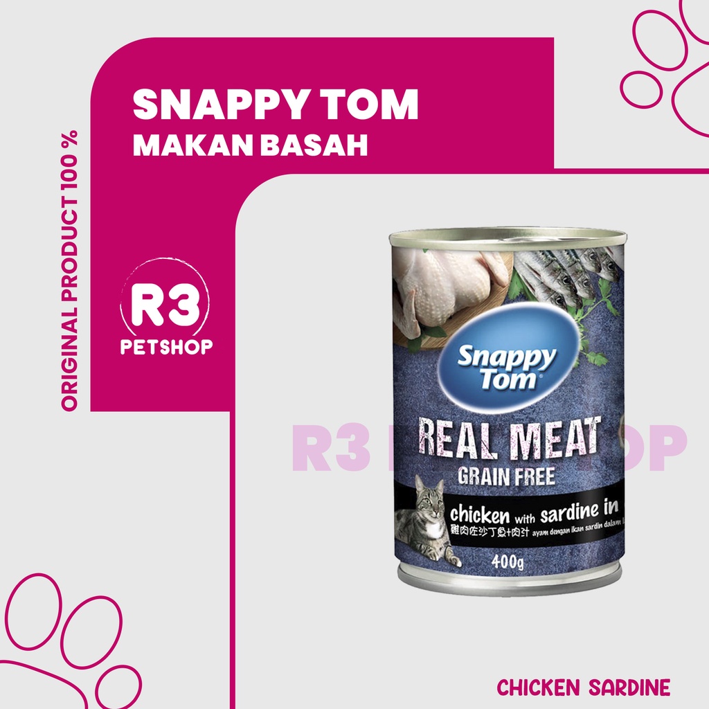 Makanan Kucing kaleng Snappy Tom 400g @1dus isi 12pcs wetfood