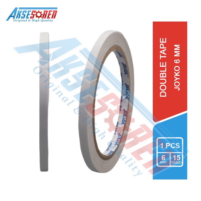 

DOUBLE TAPE 6 MM JOYKO [1/4 INCHI] / LAKBAN ISOLASI SELOTIP DOBEL TIP KECIL