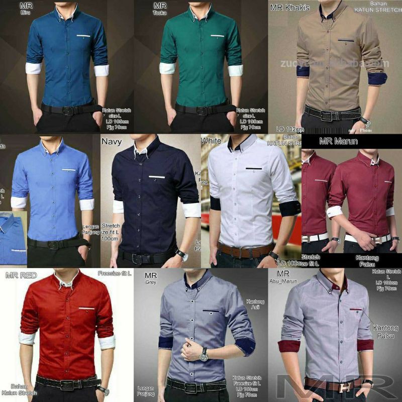 Kemeja pria PETER size xs s m l xl baju cowok kasual polos keren