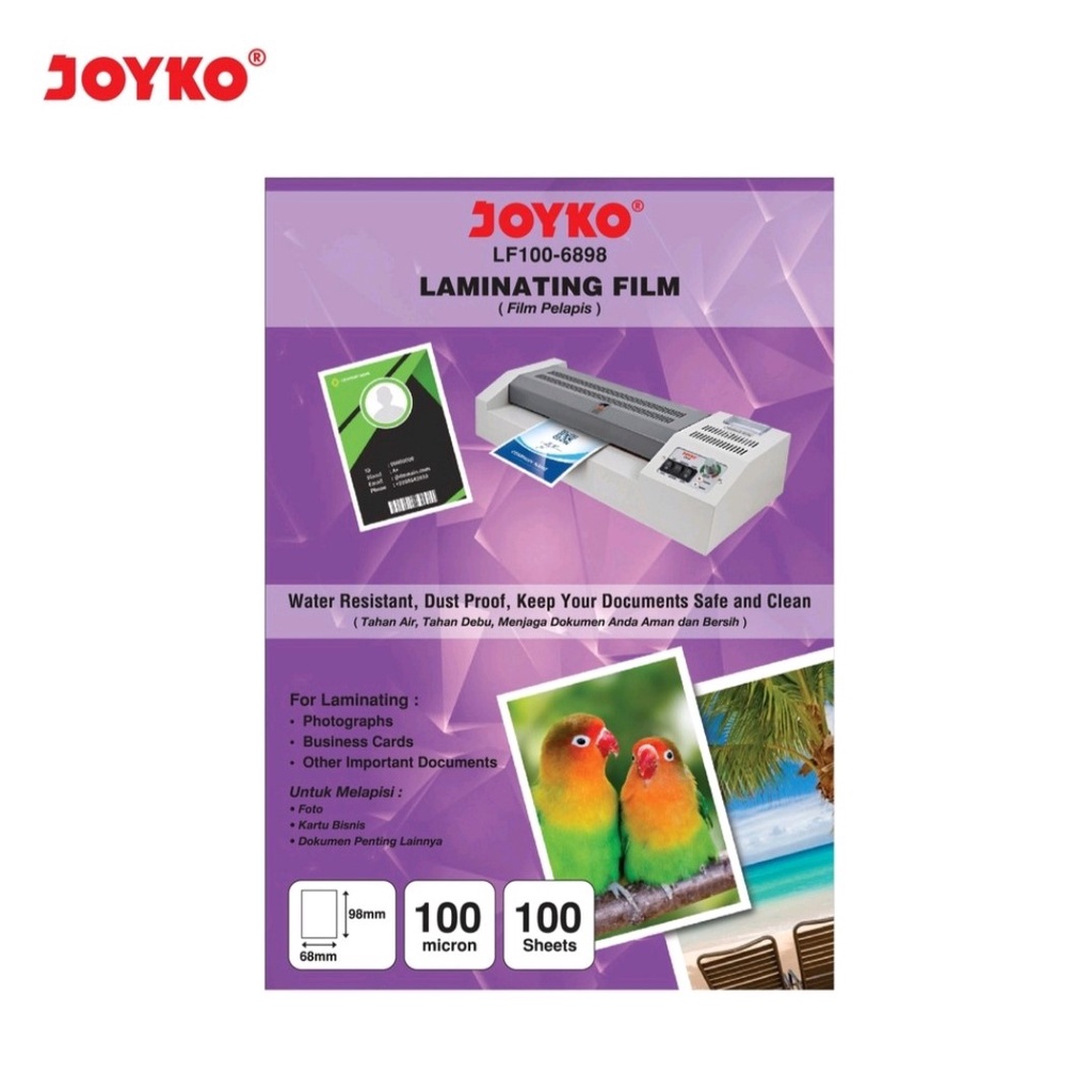 

Plastik Laminating Laminating Film Joyko LF100-6898 KTP 100 Sheets