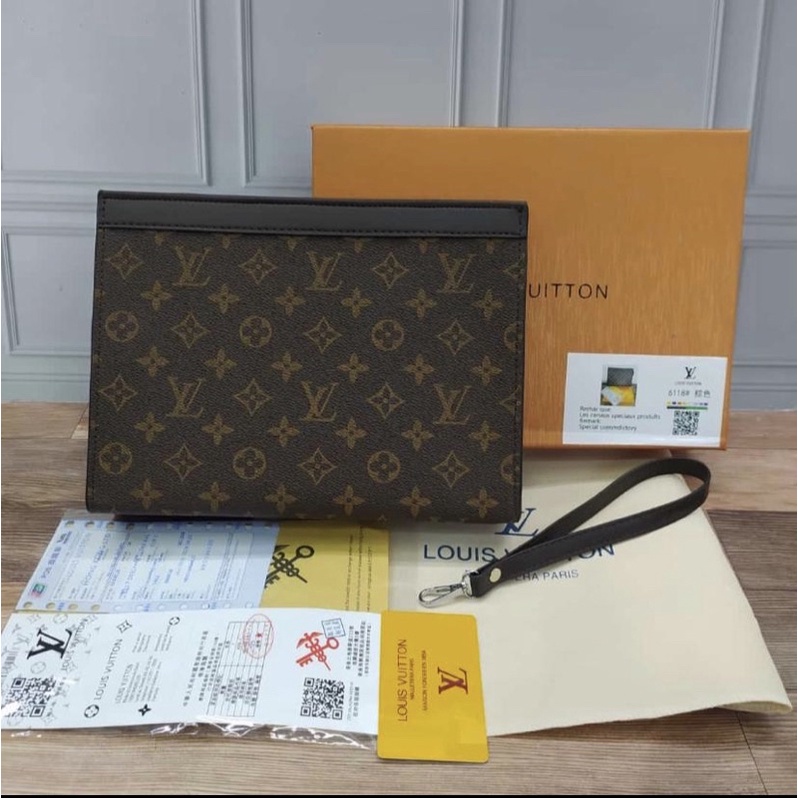 clutch LV free box import Quality clutch lv handbag lv clutch wanita clutch pria