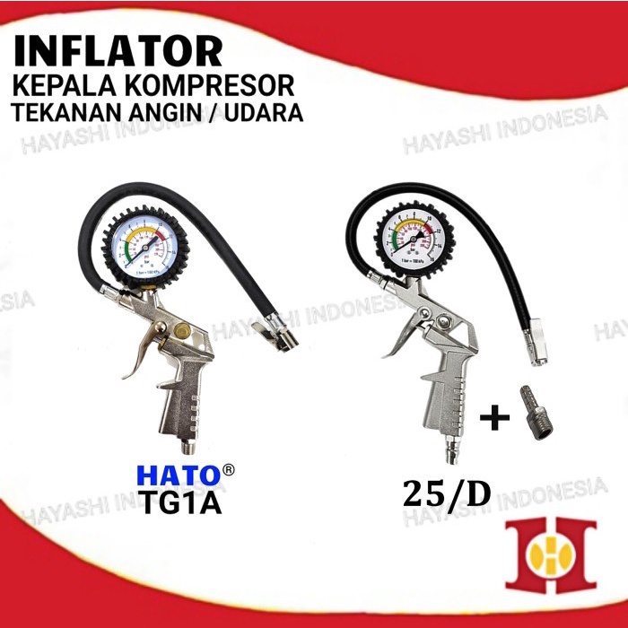 Inflator Pompa Angin Ban Kompresor Alat Pengukur Tekanan 3 Fungsi