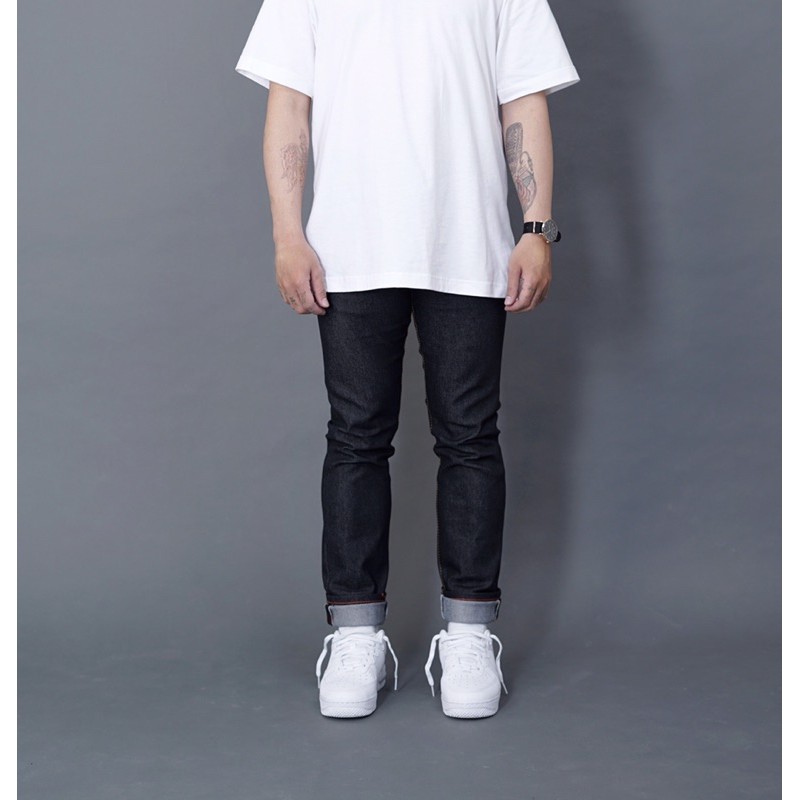 SVGE DENIM “ Freya “ Black Deep Indigo With Accent Selvedge Rainbow