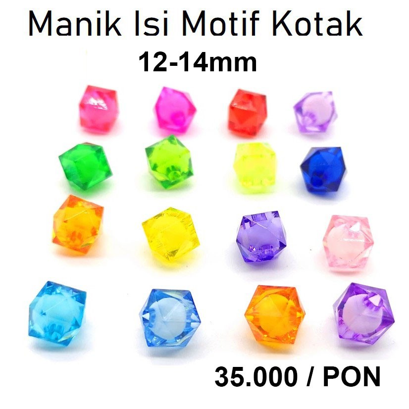 Manik Mote Kotak isi Manik isi motif kotak uk 12mm -14mm Harga/450g