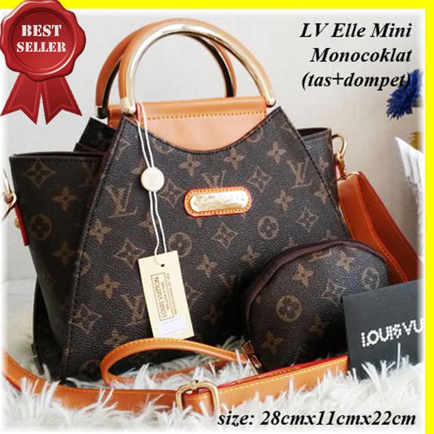 TERHEBOH  Tas Lv Elle Mini Monocoklat + FREE DOMPET I Tas Import Murah Terbaru