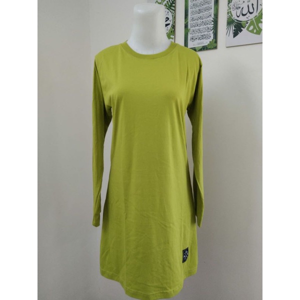 Kaos Polos Muslimah HIJAU PUPUS Lengan Panjang Cotton Combed S-XXXL