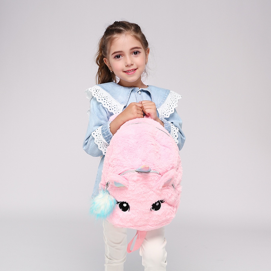 Tas Wanita Ransel Anak Backpack Cute Unicorn Color Large Bahan Plush