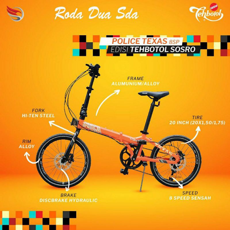 Sepeda Lipat 20 Element Police Texas