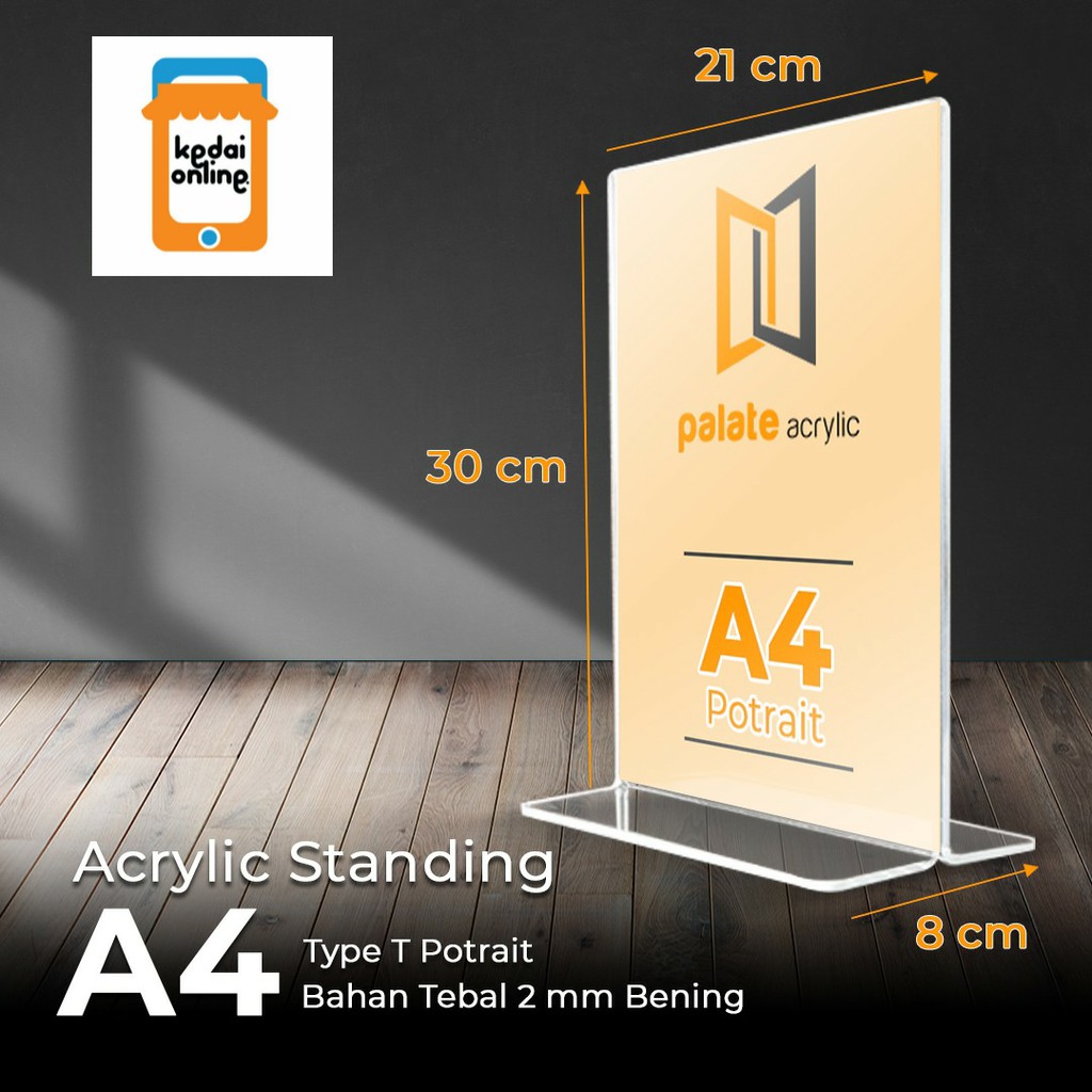 

acrylic tent holder / akrilik tent card A4 tempat brosur Meja / type T Potrait