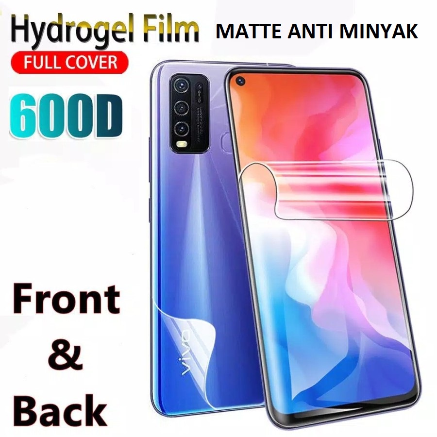 VIVO Y02 V25 5G V25 PRO V25E Y01A Y01 Y30 Y50 Y30i ANTI GORES HYDROGEL FULL SET MATTE DEPAN BELAKANG CLEAR GLARE ANTI MINYAK BACK GUARD ANTI JAMUR SKIN GARSKIN PELINDUNG BELAKANG