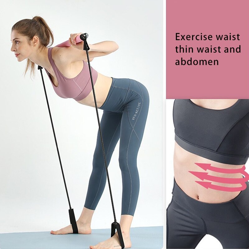 Tali Latihan Yoga Fitnes Portable Pilates Bar Tali Stretching Yoga Pilates Bar Stick Resistance