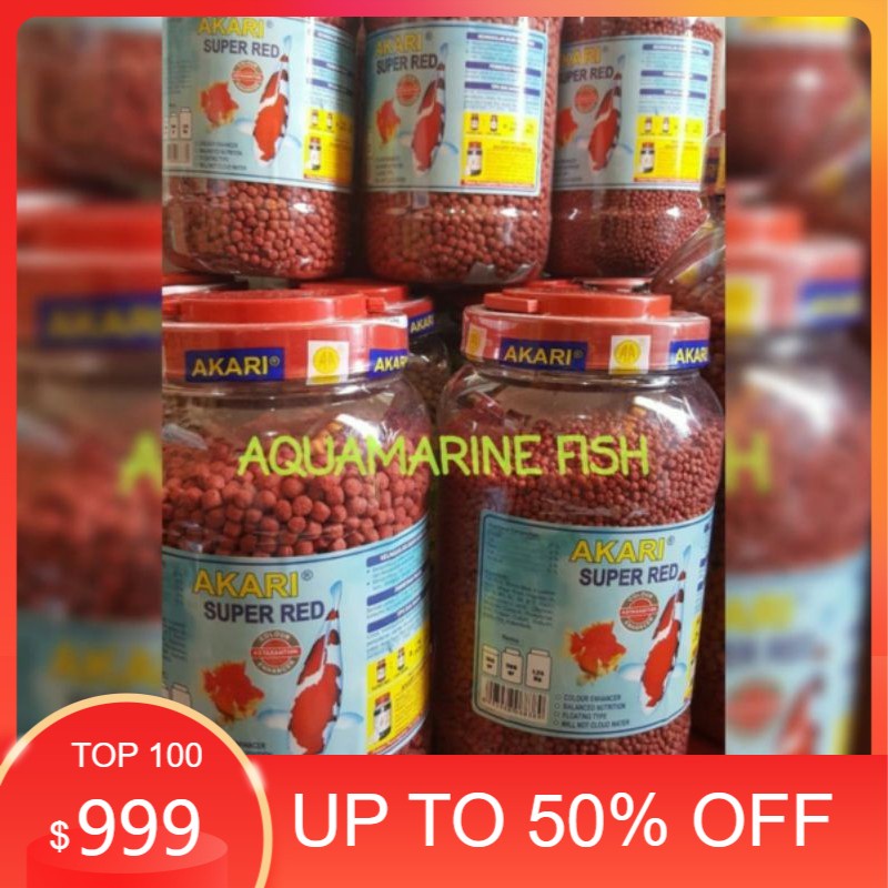 pelet Akari Super Red Astaxanthin Pelet Pakan Ikan Merah Koi Koki Louhan Cichlid Channa 1.25kg