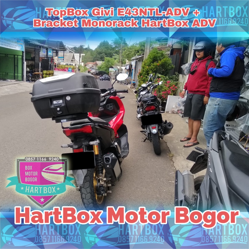 TopBox Givi E43NTL-ADV Termasuk Backrest Sandaran Jaring Alas Box Motor | E 43 NTL ADV Perlengkapan 