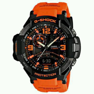 Casio g - shock / jam tangan pria / orange / karet / ga-1000-4a original dan bergaransi