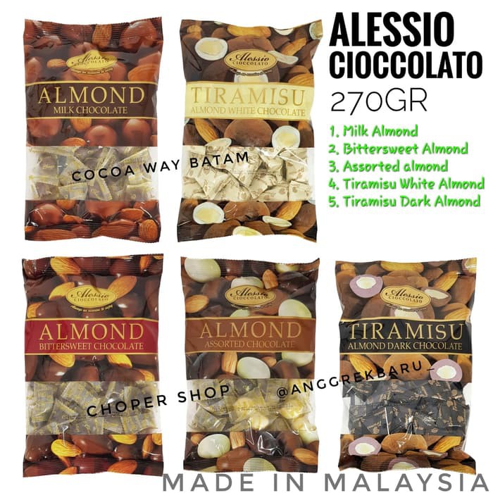 Coklat Alessio Import Malaysia 270gr Chocolate Tiramisu Almond - TIRAMISU WHITE