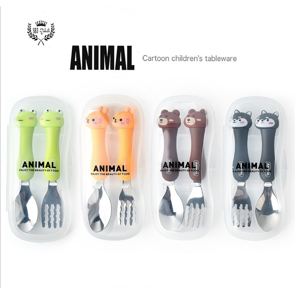 Alat makan Sendok Garpu Set Anak 304 SUS Stainless Steel Animal Series