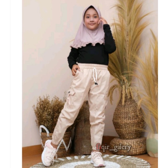 Celana panjang anak perempuan Jogger cargo 1-12 Tahun celana chinos anak perempuan