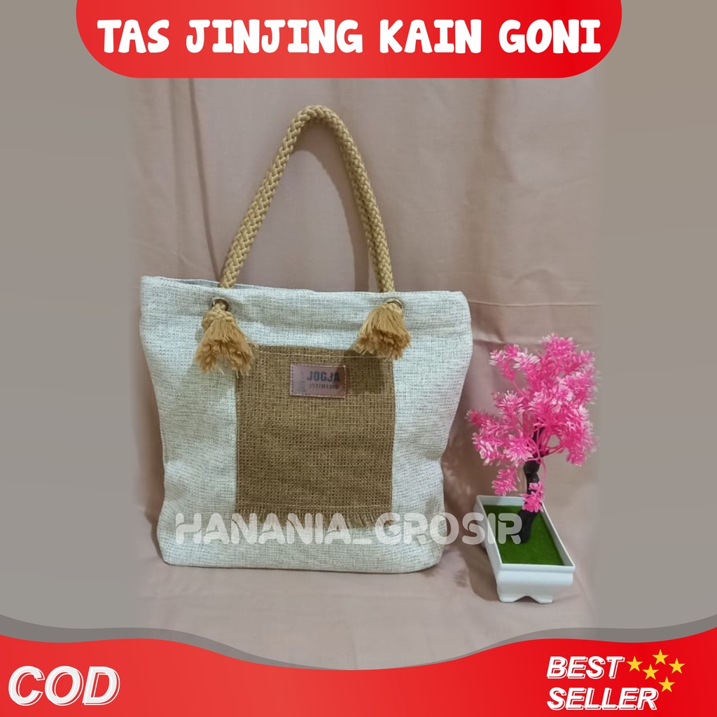 tas handbag tenun termurah jogja cocok buat souvenir tas mukena bahan kain goni