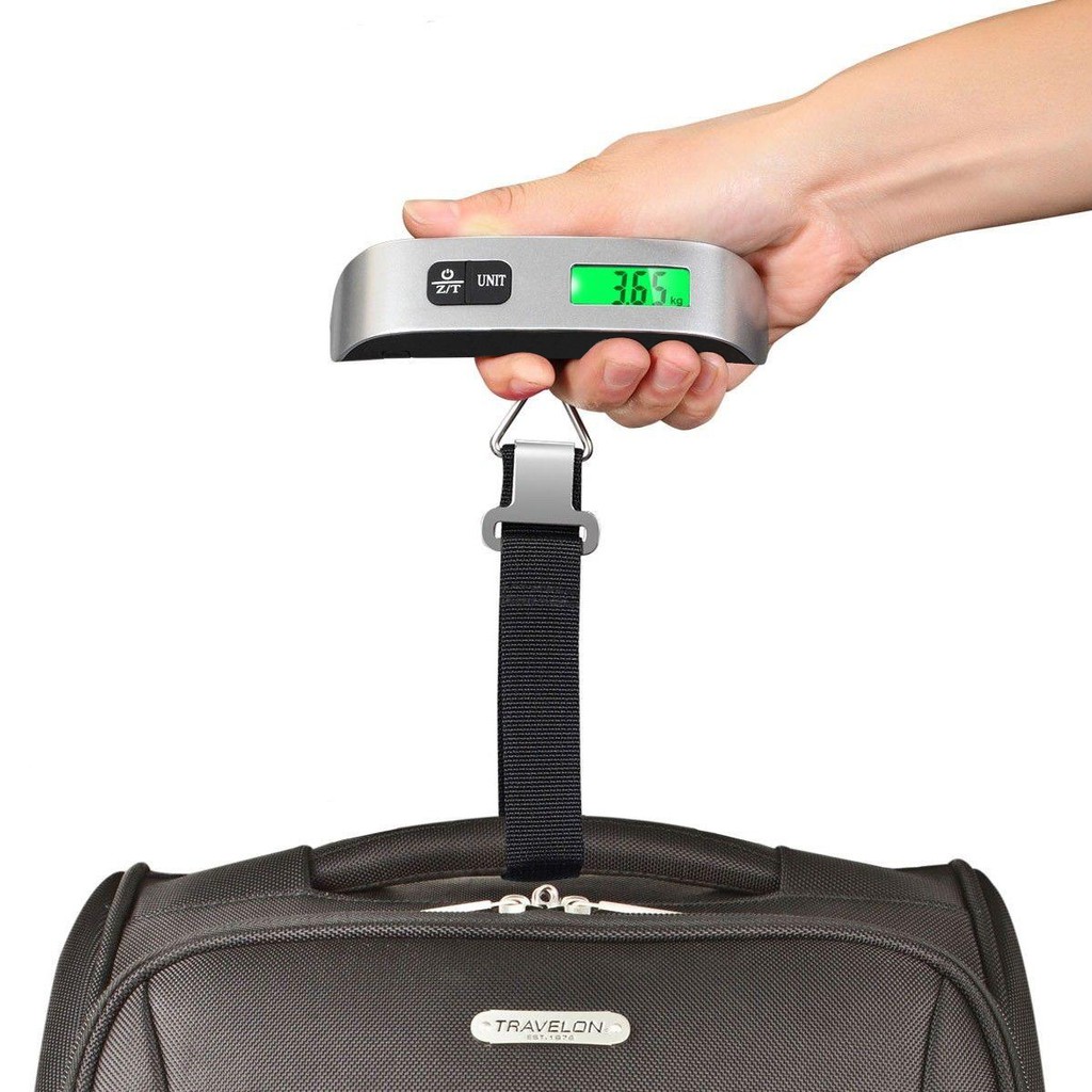 Timbangan koper Digital Gantung 50 Kg Silver Electronic Luggage Scale Original