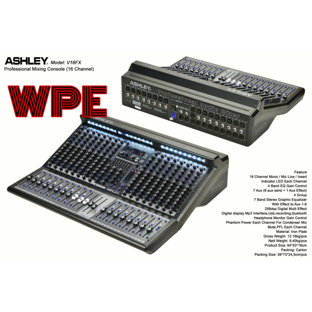 mixer audio ashley v16fx v 16fx 16channel original ashley v16 fx