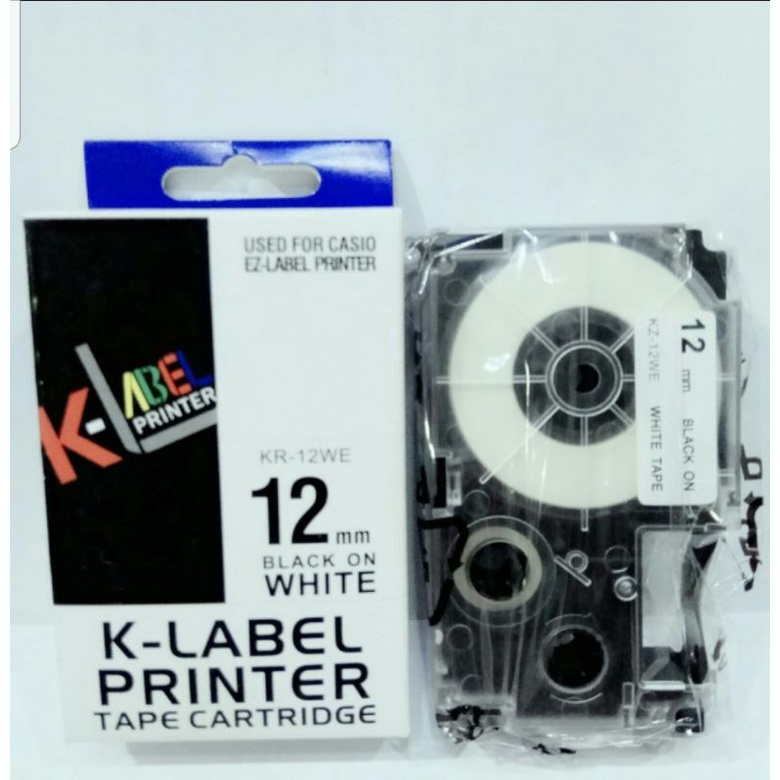 

K-label printer casio 12 mm Black on White tape KZ-12WE