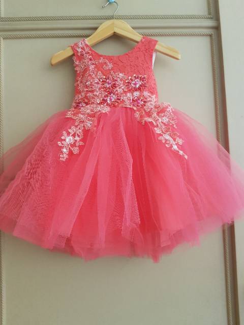 KESHIA DRESS WATERMELON / GAUN PESTA ANAK / FLOWER GIRL / TUTU ANAK PEREMPUAN