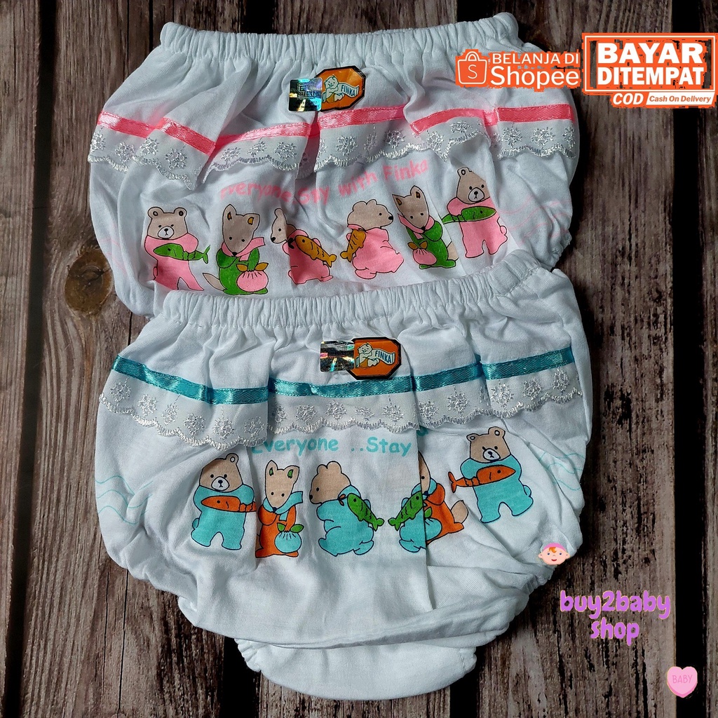 Celana dalam anak perempuan Finka 2 motif putih 1-2 tahun 2 PCS