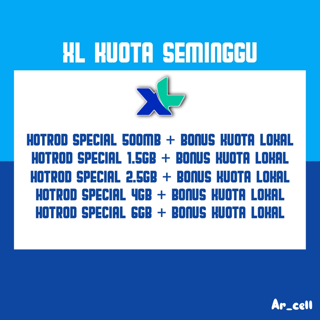 PAKET DATA XL MINGGUAN KUOTA XL HOTROD SPECIAL 7 HARI