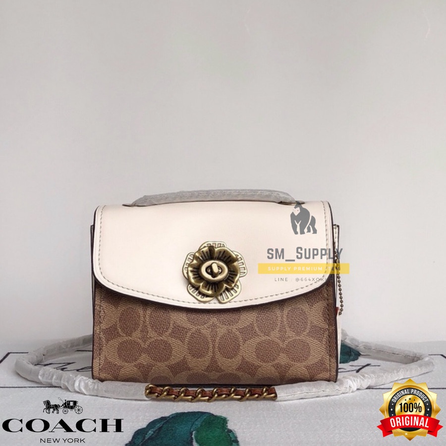 TAS WANITA COACH PARKER 18 IN SIGNATURE CANVAS WHITE SIGNATURE