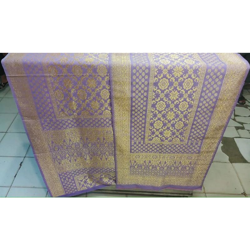 Songket Lepus Ungu Lilac Sutra Gebeng