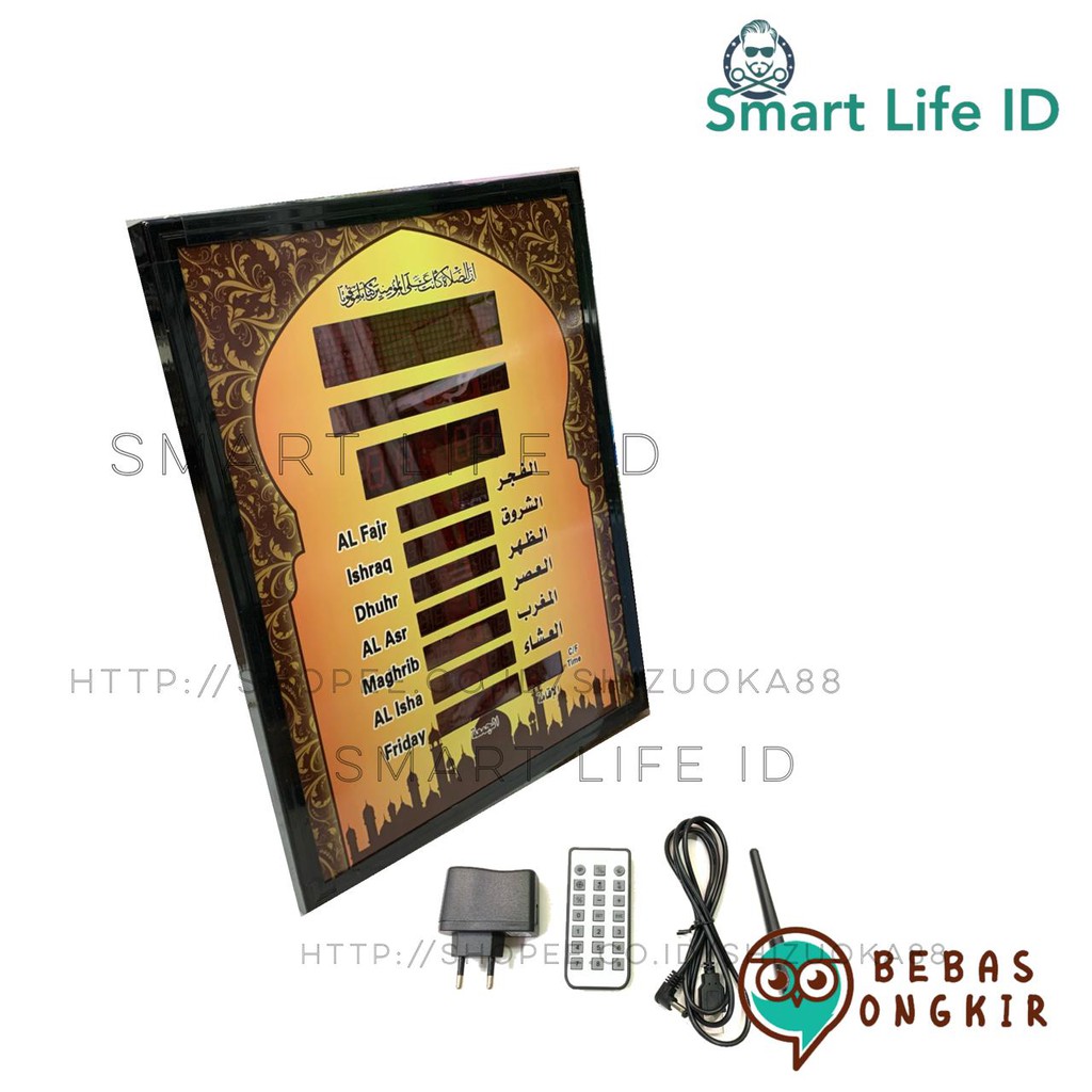 Jam Dinding LED Digital Clock Adzan Jadwal Sholat 5 Waktu Dekorasi Dinding Rumah XY 4535 Merah
