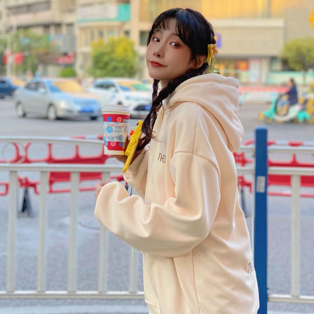 #Sisjuly# Sweater wanita bulu tebal wanita musim gugur dan musim dingin baru jaket berkerudung longg