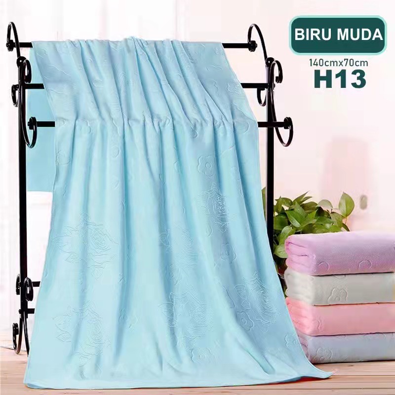 Handuk Jumbo Emboss Lembut Nyerap Air 140X70cm Dewasa Handuk Mandi Polos Microfiber Murah Berkualitas Tinggi ukuran dewasa handuk mandi handuk