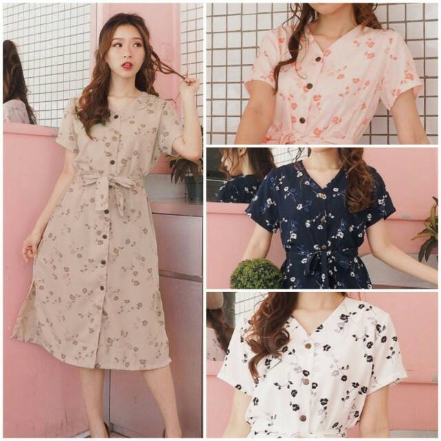 NEW Dress Korea Motif Bunga
