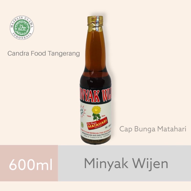 Minyak Wijen Halal Cap Bunga Matahari Ukuran 600ML