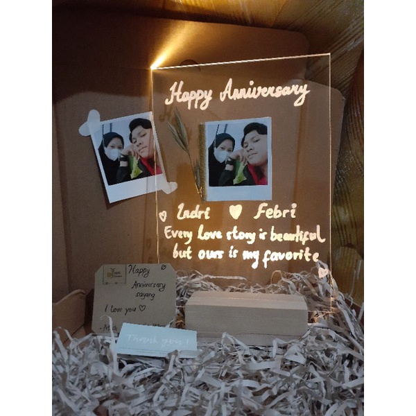 Akrilik LED/Akrilik LED Custom A5/Akrilik Lettering Custom/Hiasan Lampu Tidur/Kado Estetik
