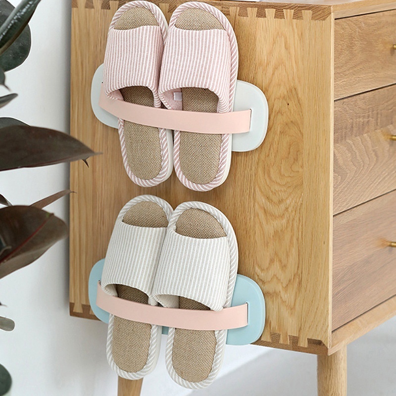 Simple Wall Mounted Shoe Rack Bathroom Slippers Rack Home Wall Racks Dormitory Shoes Storage Rack Shopee Indonesia