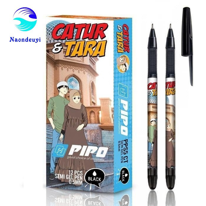 

Pulpen PIPO Print Catur Tara Pen Gel 0.5mm pps5 isi 12pcs tinta hitam
