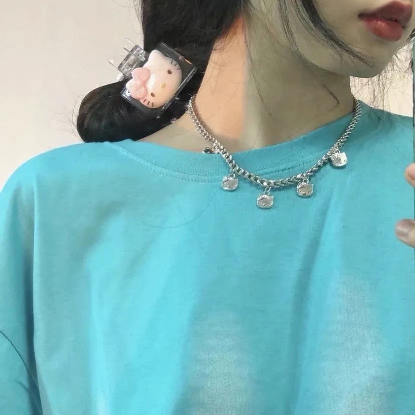 Hello Kitty kalung retro manis panas gadis Hip Hop disco aksesoris mahasiswa lucu Hello Kitty kalung