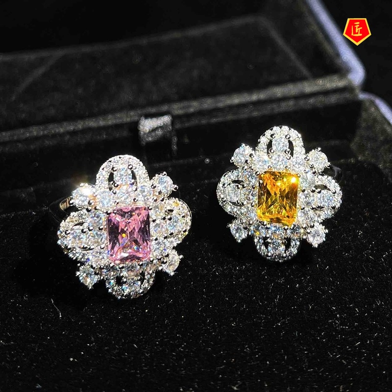 [Ready Stock]Fashion High Sense Natural Pink Diamond Fully-Inlaid Ring