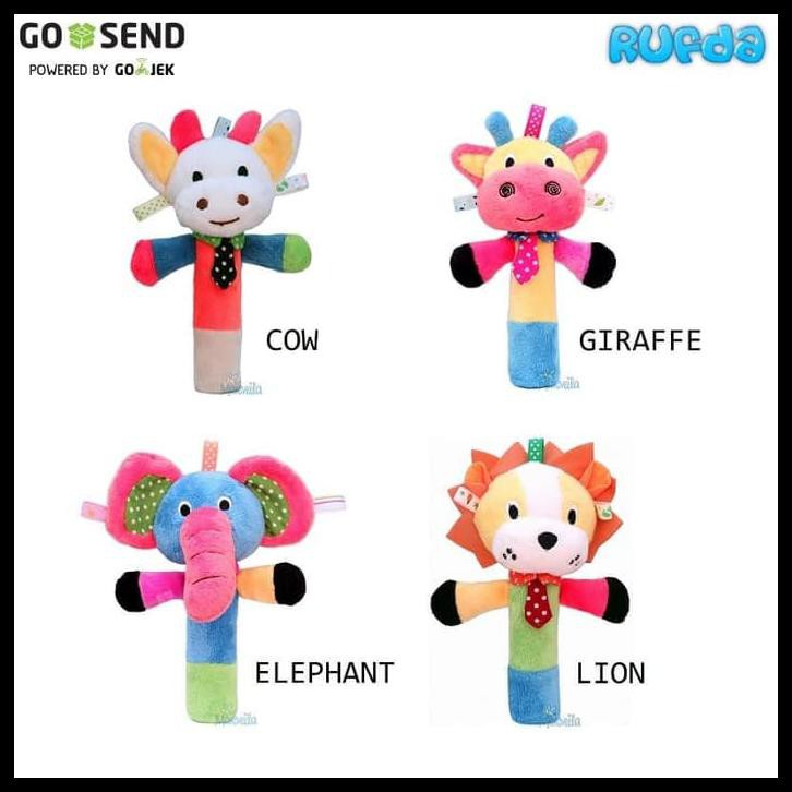 MARVEILA RATTLE SQUEEZE STICK MAINAN BONEKA UNTUK BAYI BISA BERBUNYI - COW