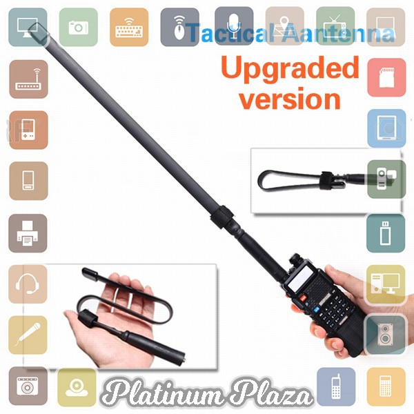 ABBREE Tactical Antena Dual Band 33cm AR-152A for Walkie Talkie Taffware Pofung Baofe`2S1IVK-- Black